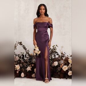 NWT Birdy Grey Mia Dress - Shiny Satin Plum - Size M